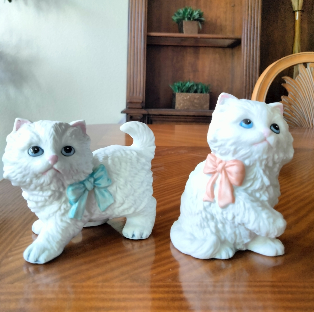 Sweet Porcelain Kitten Figurines -Boy & Girl